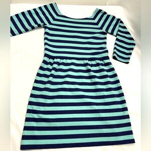 American Eagle Striped Dress Size Medium Navy Blue & Aqua Scoop Neck